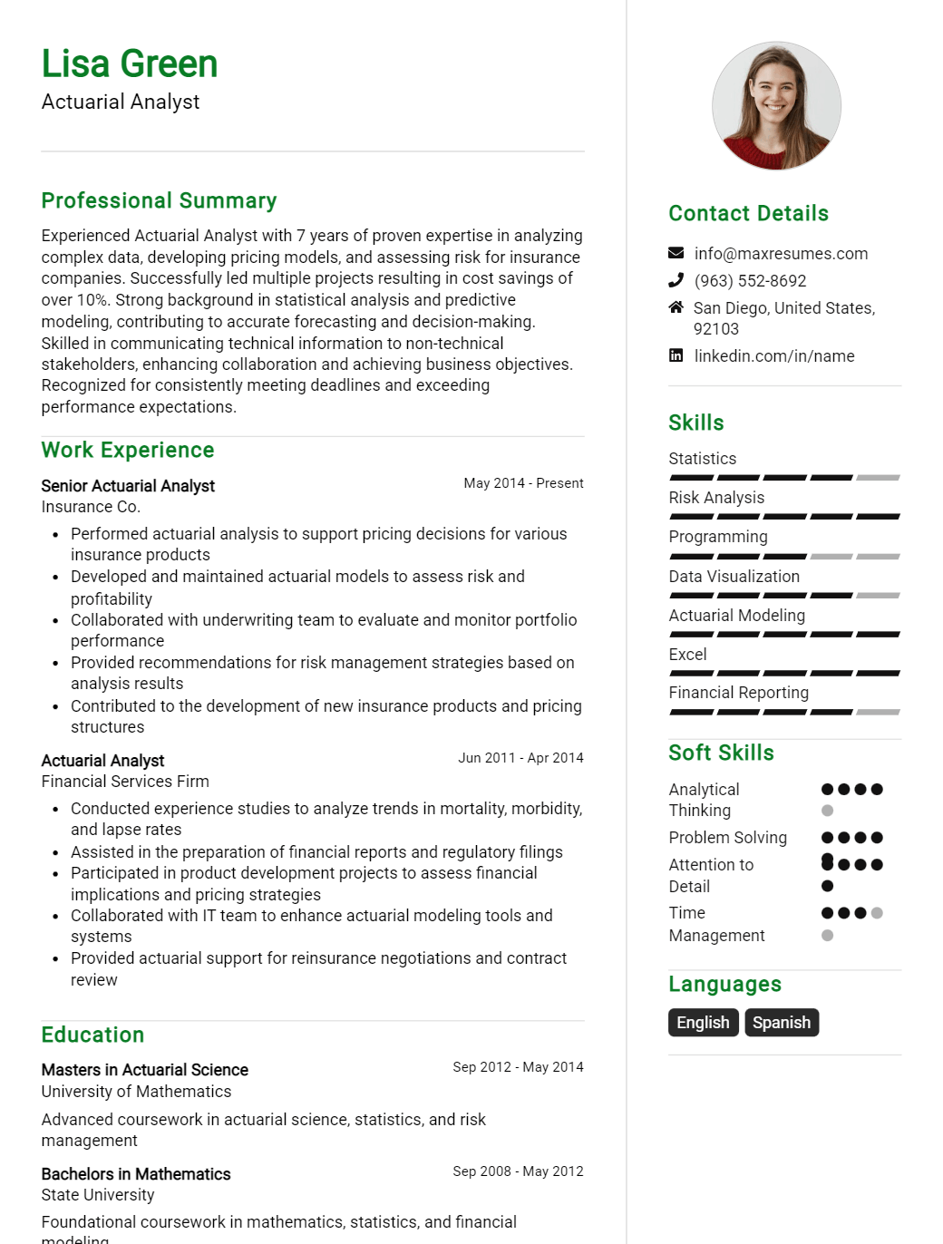 actuarial-analyst-resume-sample