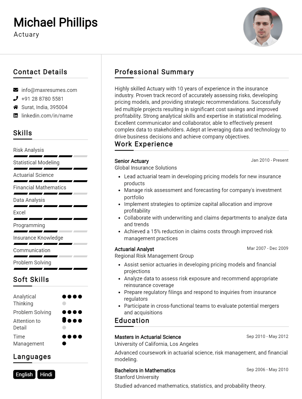 actuary-resume-sample
