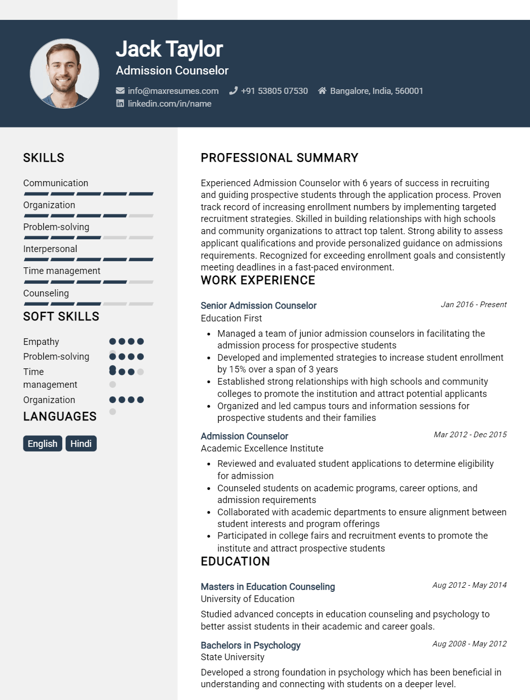 admission-counselor-resume-sample