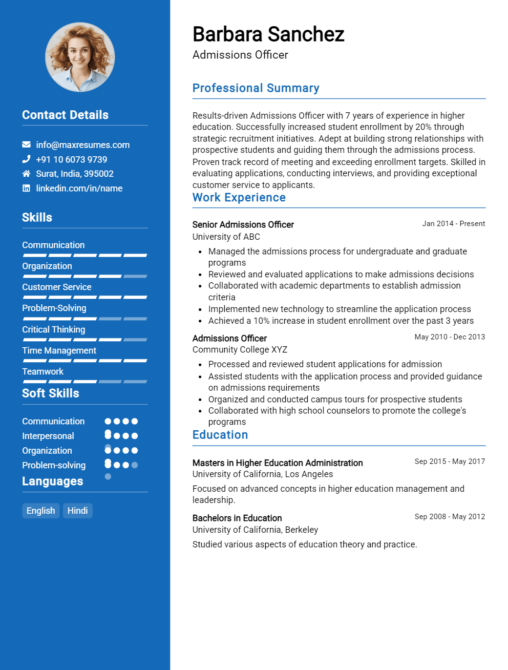 admissions-officer-resume-sample