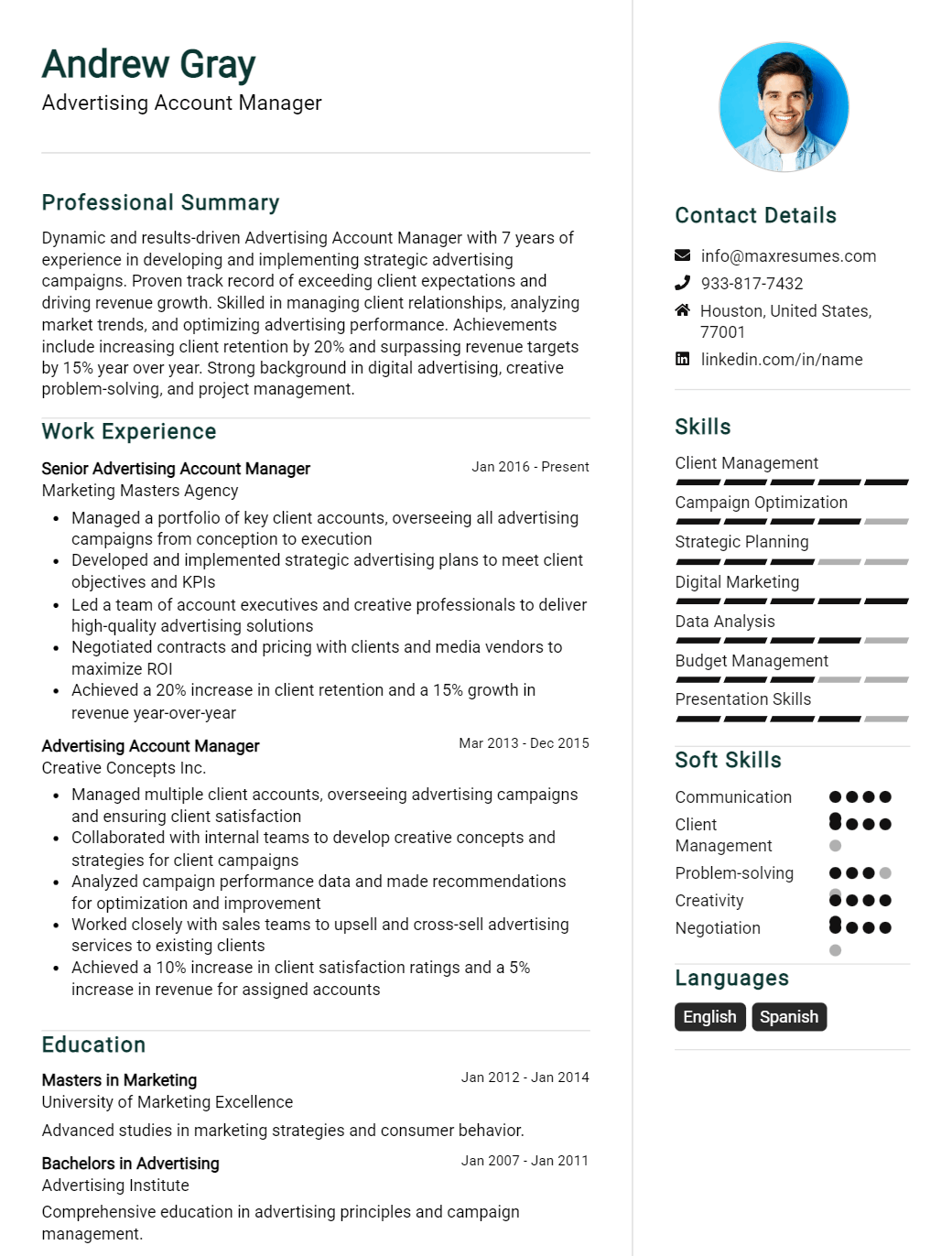 advertising-account-manager-resume-sample