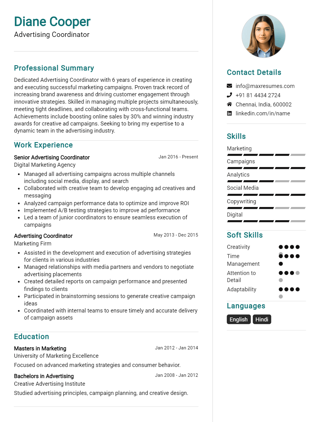 advertising-coordinator-resume-sample