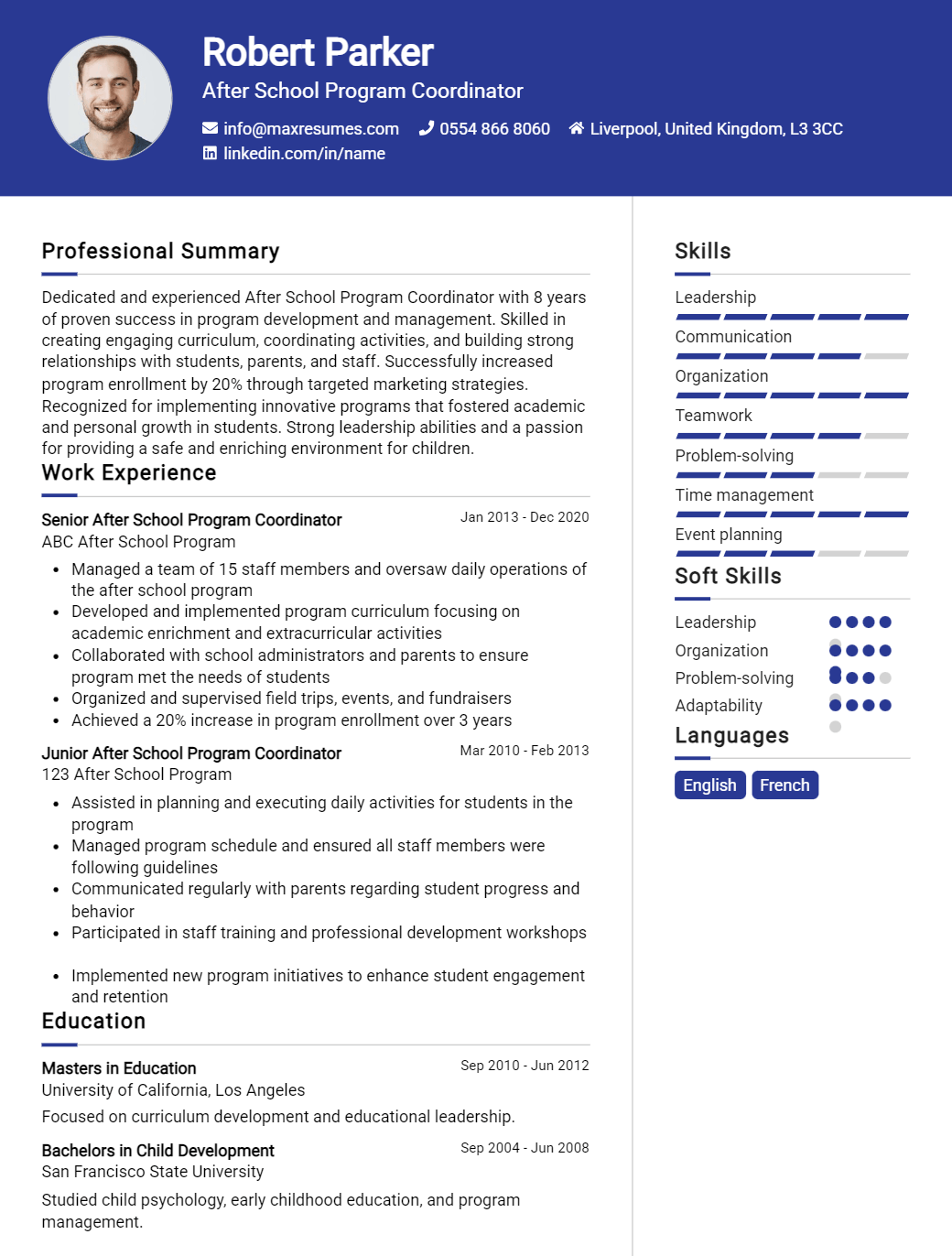 after-school-program-coordinator-resume-sample