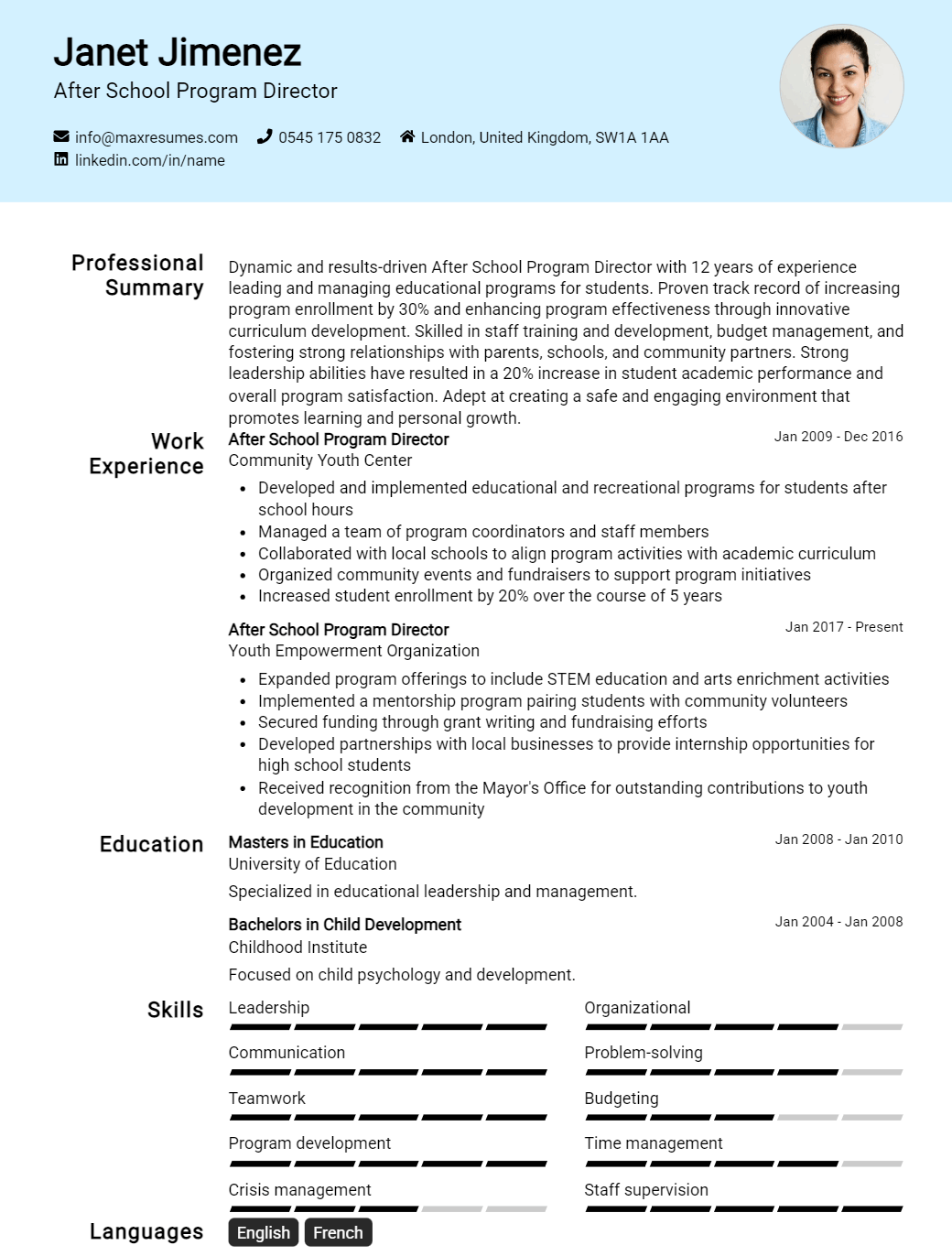 after-school-program-director-resume-sample