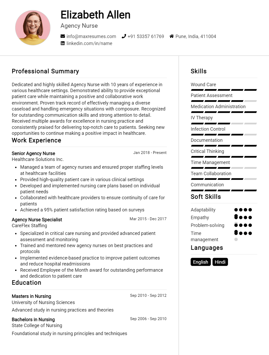 agency-nurse-resume-sample