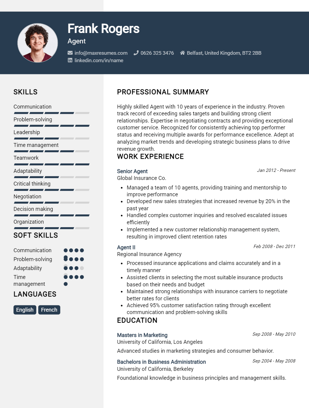 agent-resume-sample