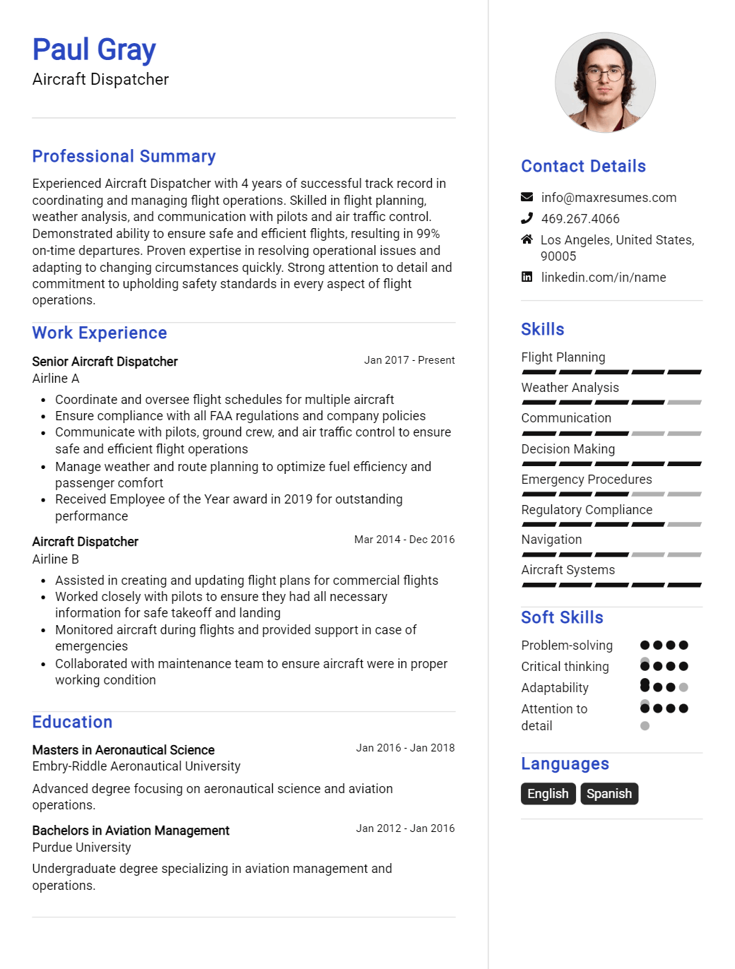 aircraft-dispatcher-resume-sample