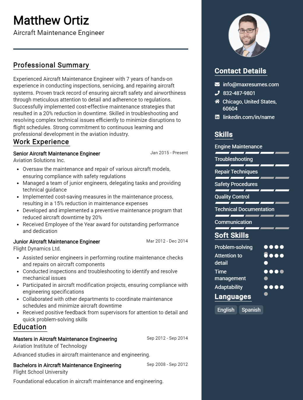 aircraft-maintenance-engineer-resume-sample
