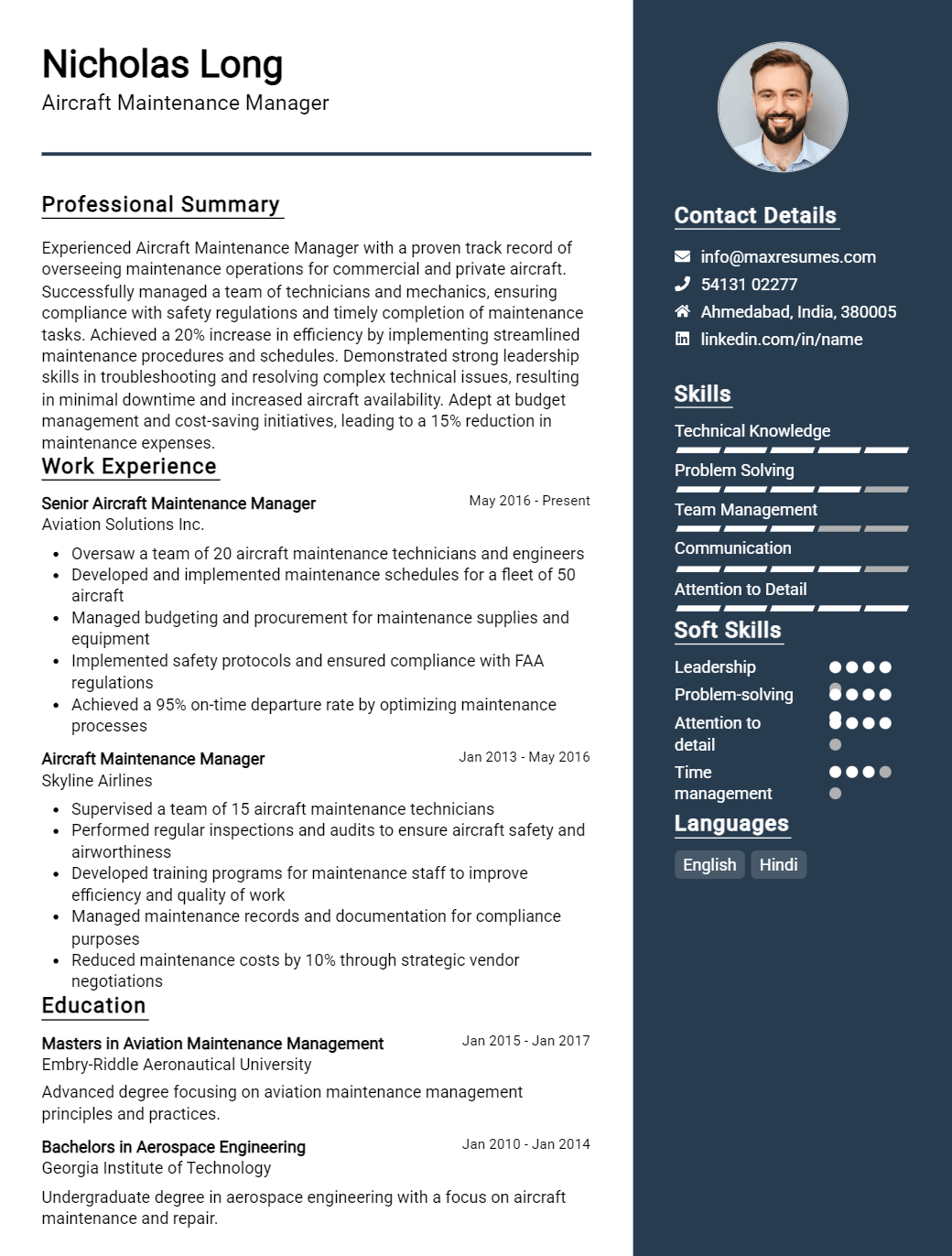 aircraft-maintenance-manager-resume-sample