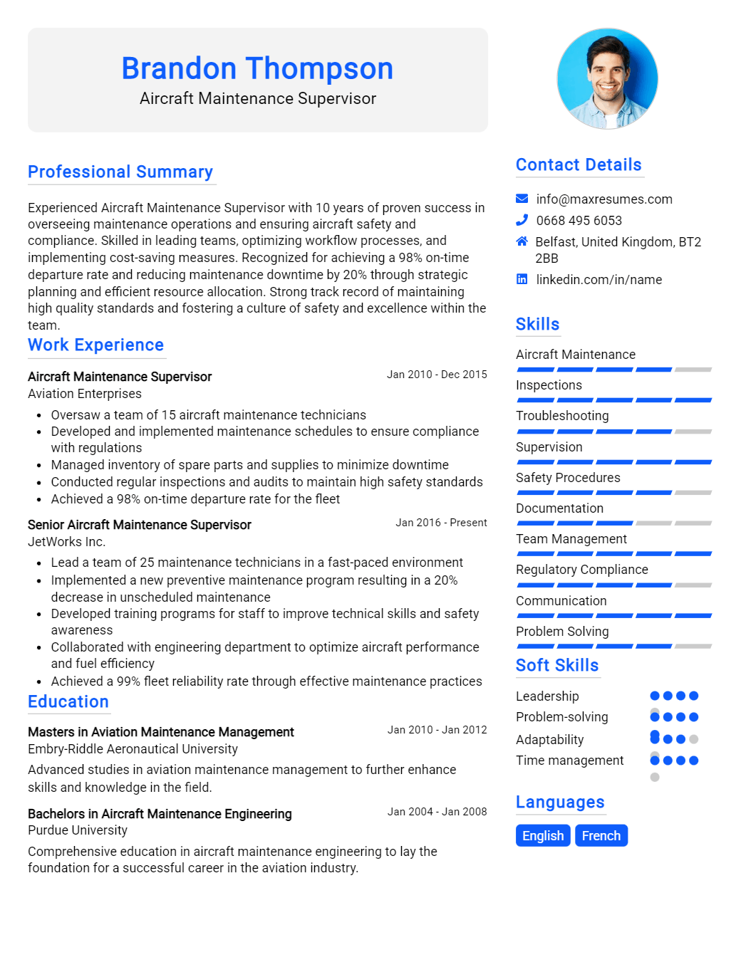 aircraft-maintenance-supervisor-resume-sample