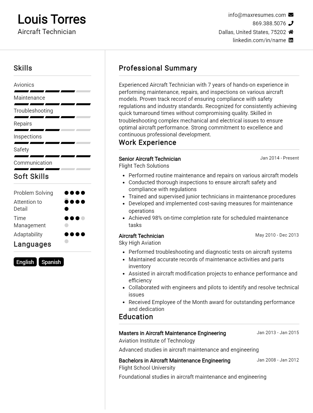 aircraft-technician-resume-sample