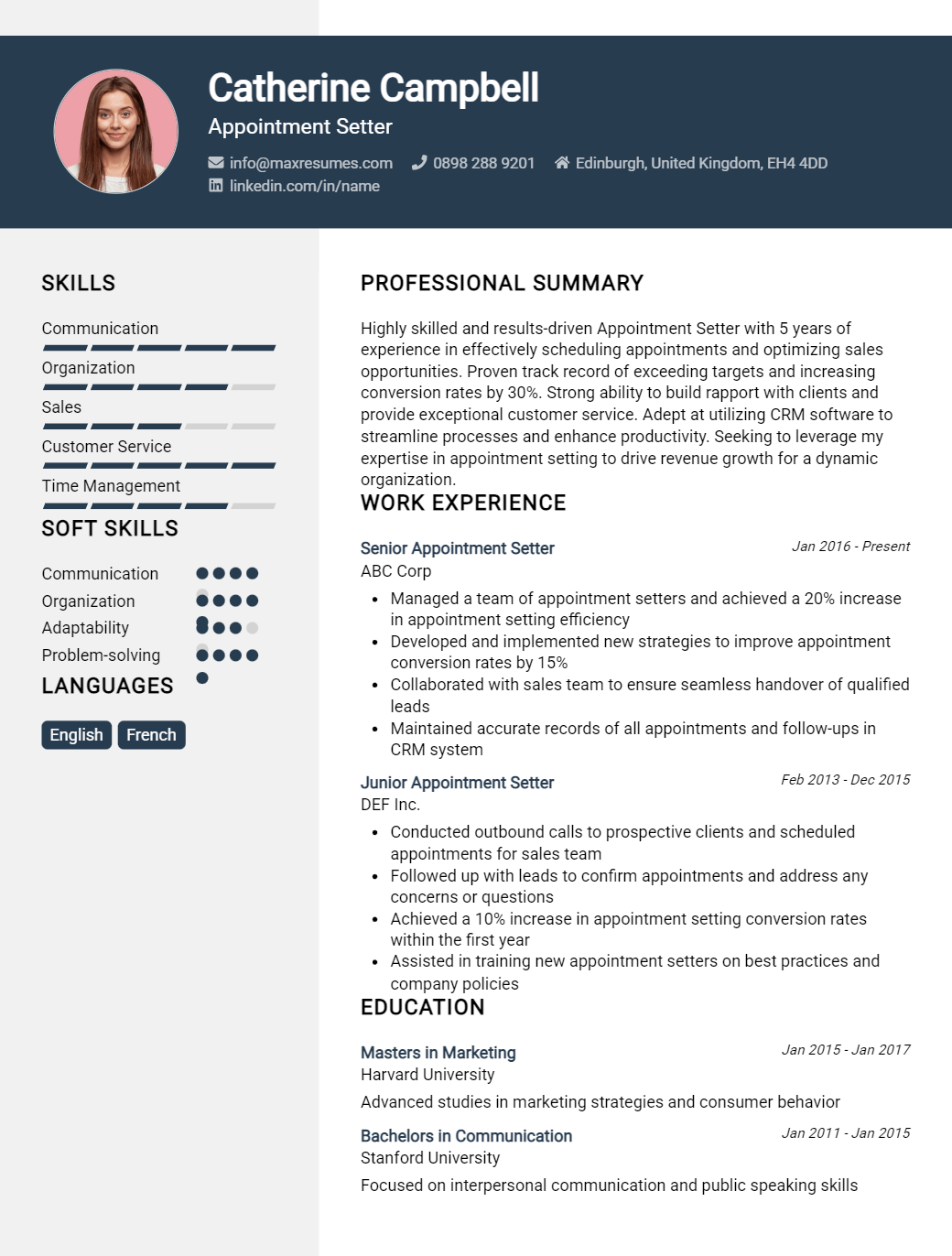 appointment-setter-resume-sample