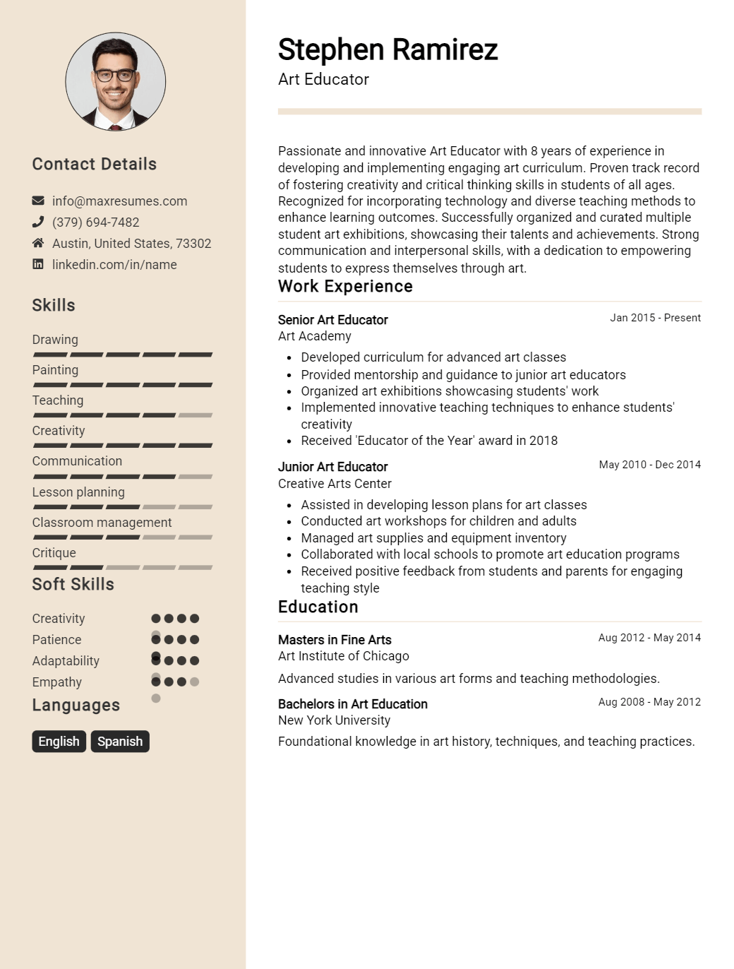 art-educator-resume-sample