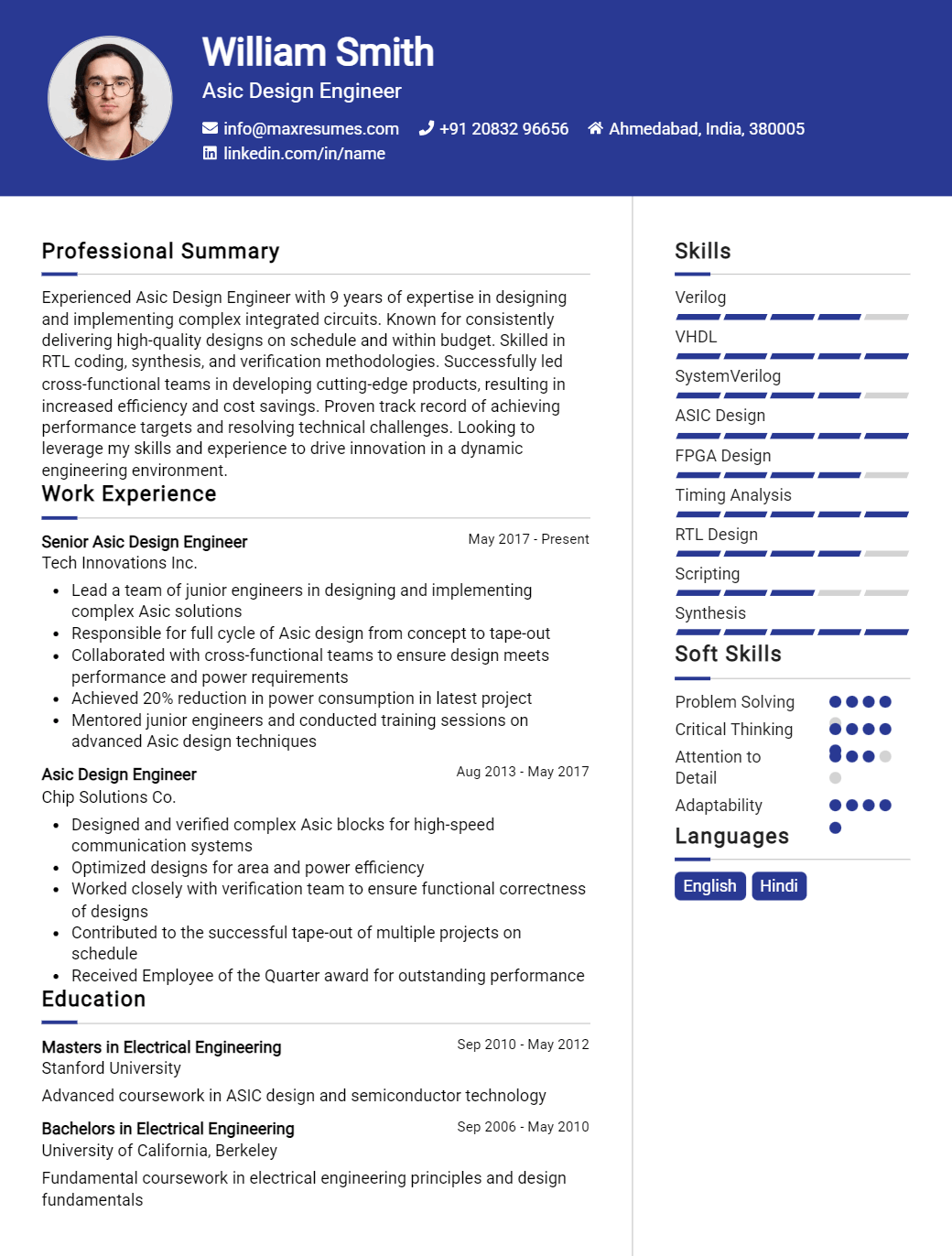 asic-design-engineer-resume-sample