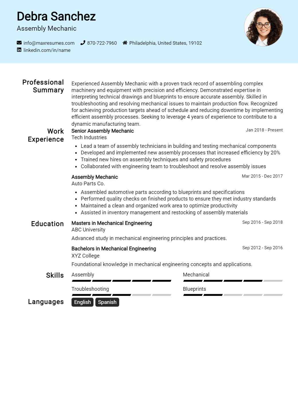 assembly-mechanic-resume-sample