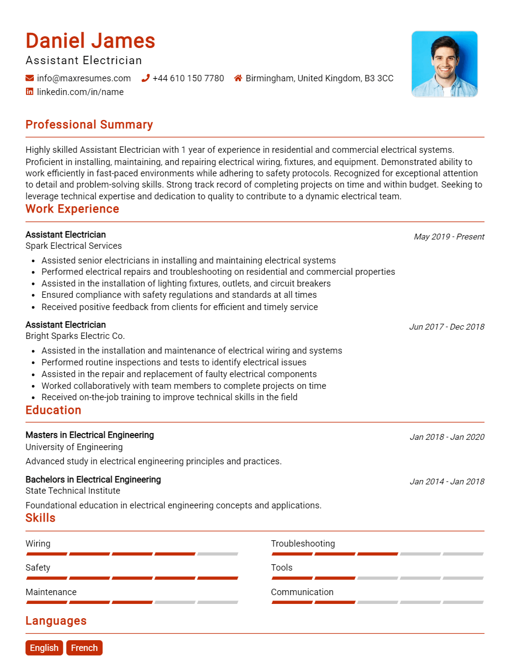 assistant-electrician-resume-sample
