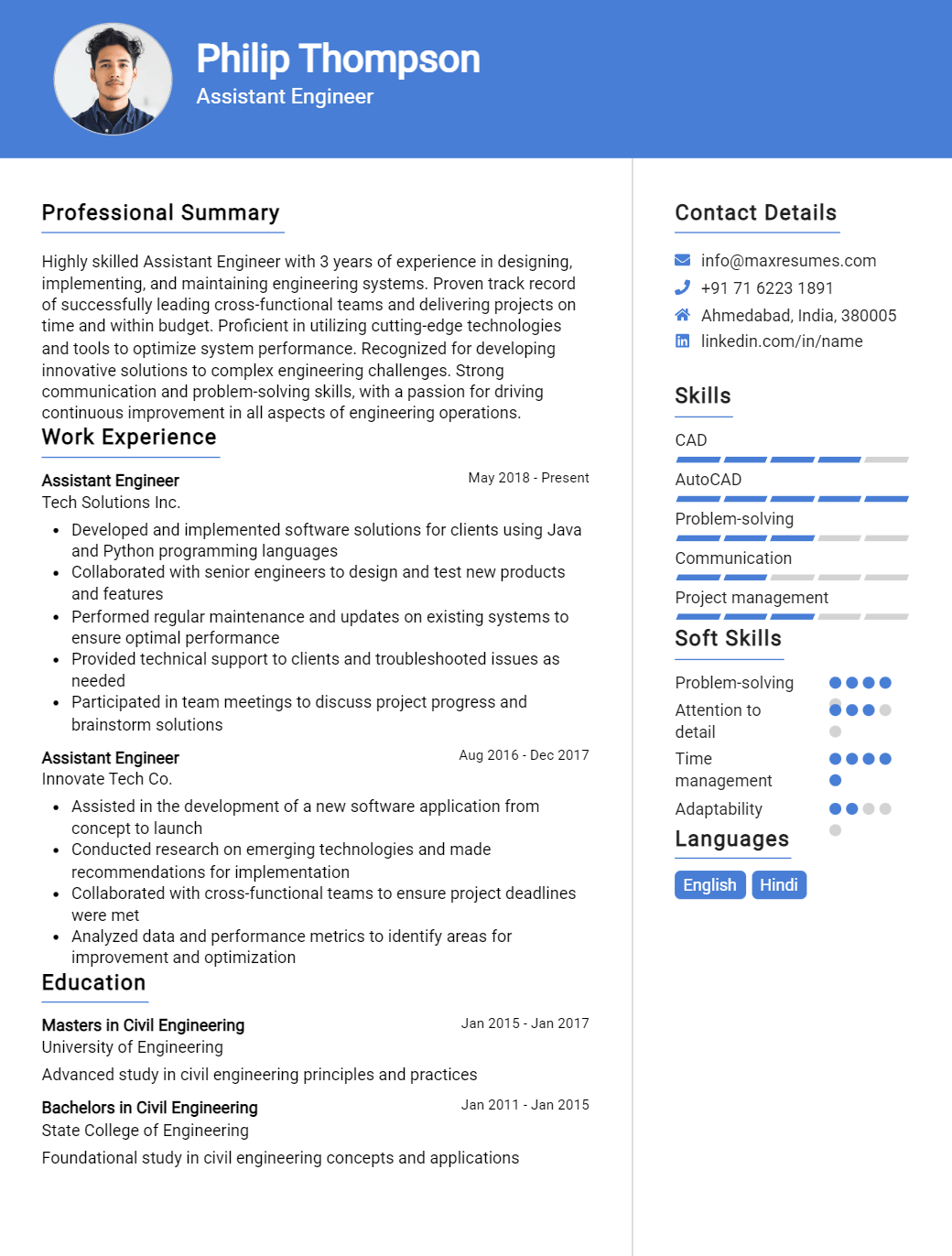 assistant-engineer-resume-sample