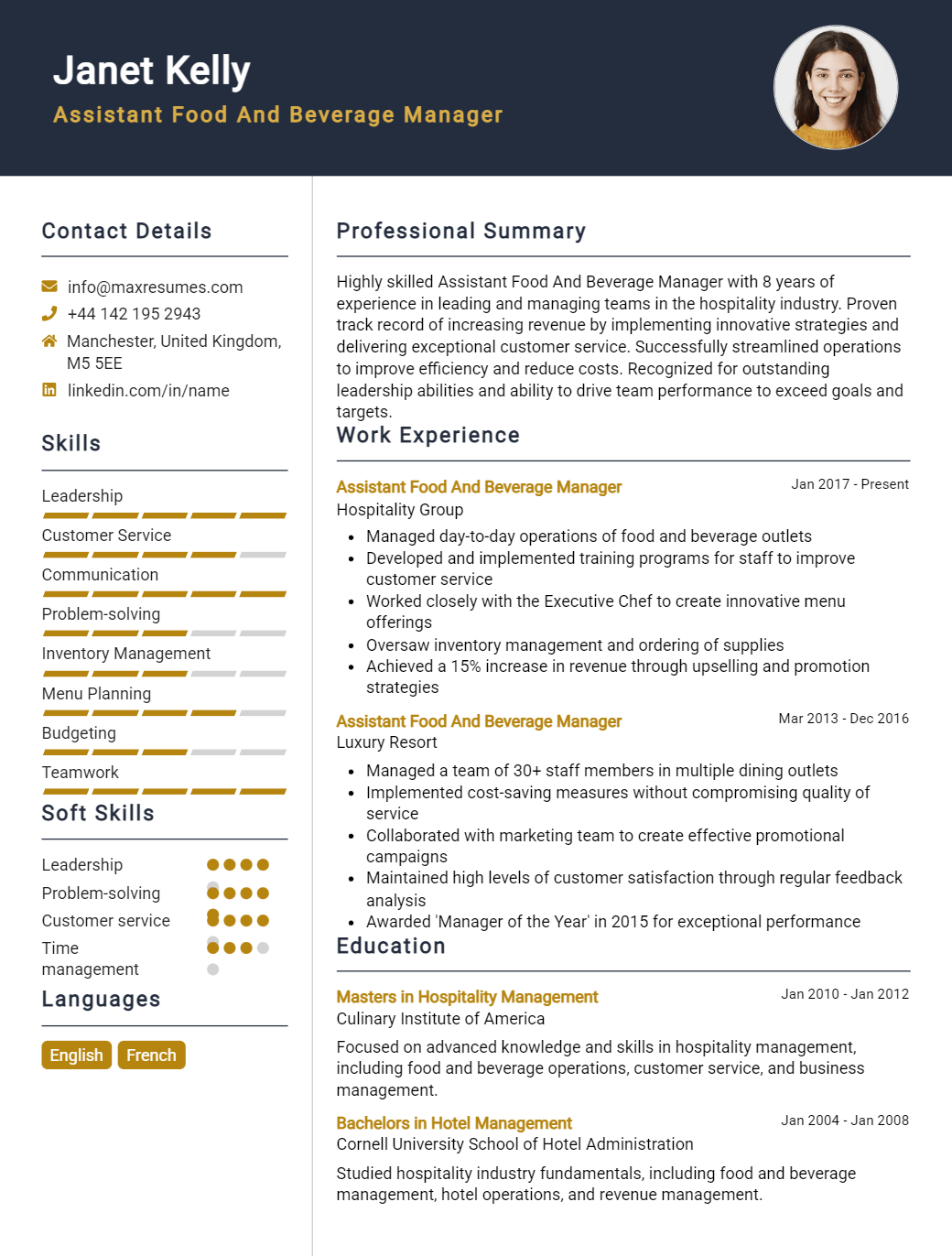 assistant-food-and-beverage-manager-resume-sample