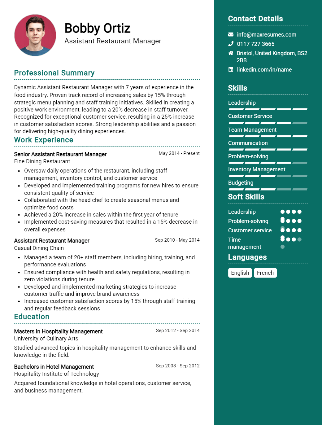assistant-restaurant-manager-resume-sample