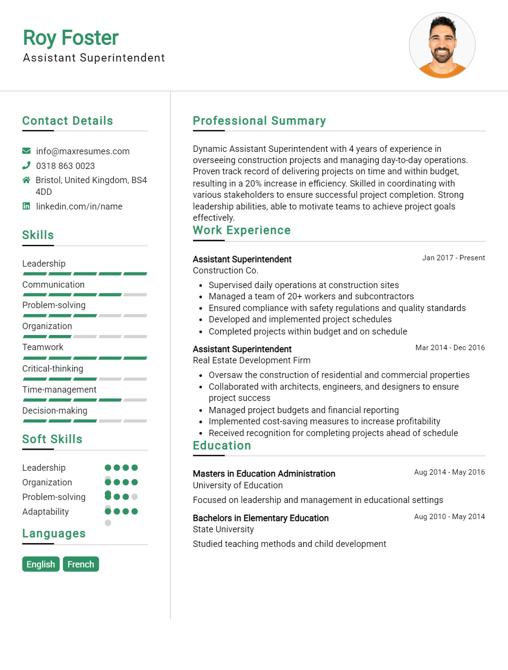 assistant-superintendent-resume-sample