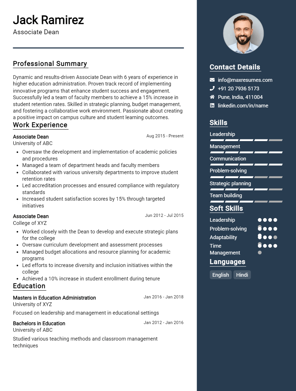 associate-dean-resume-sample