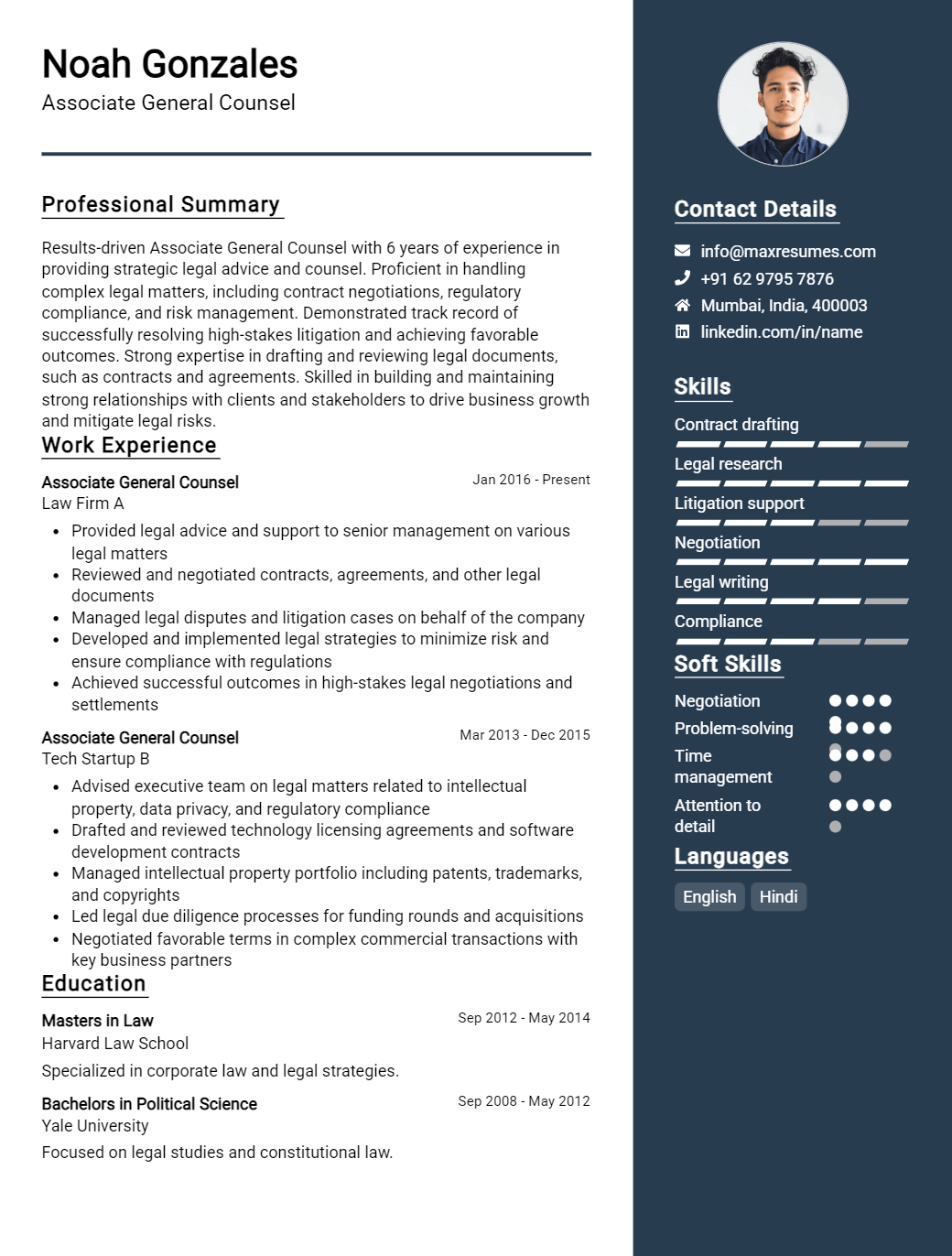 associate-general-counsel-resume-sample