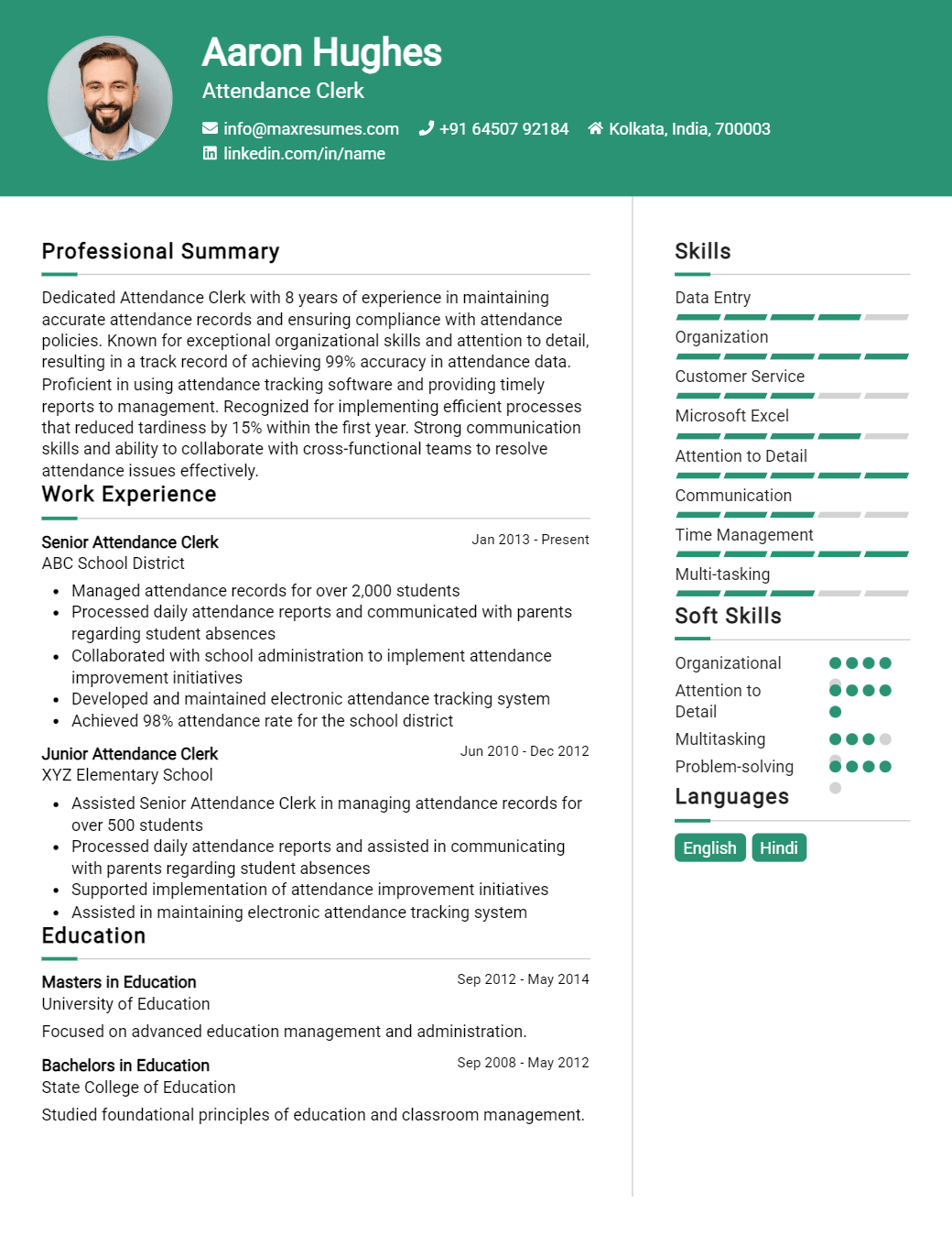 attendance-clerk-resume-sample