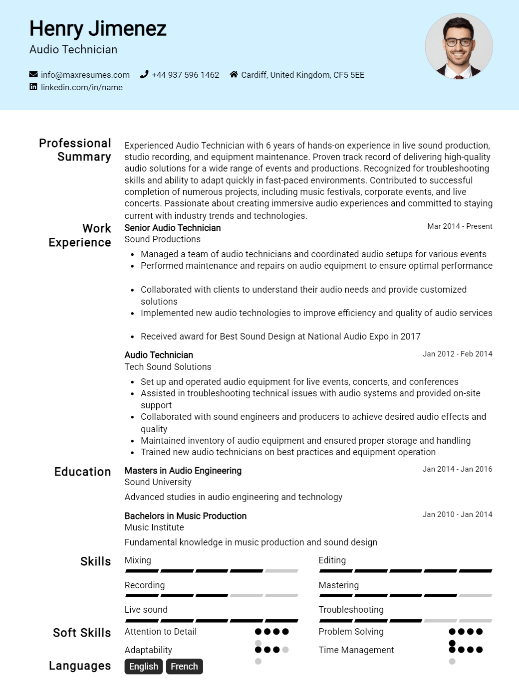 audio-technician-resume-sample