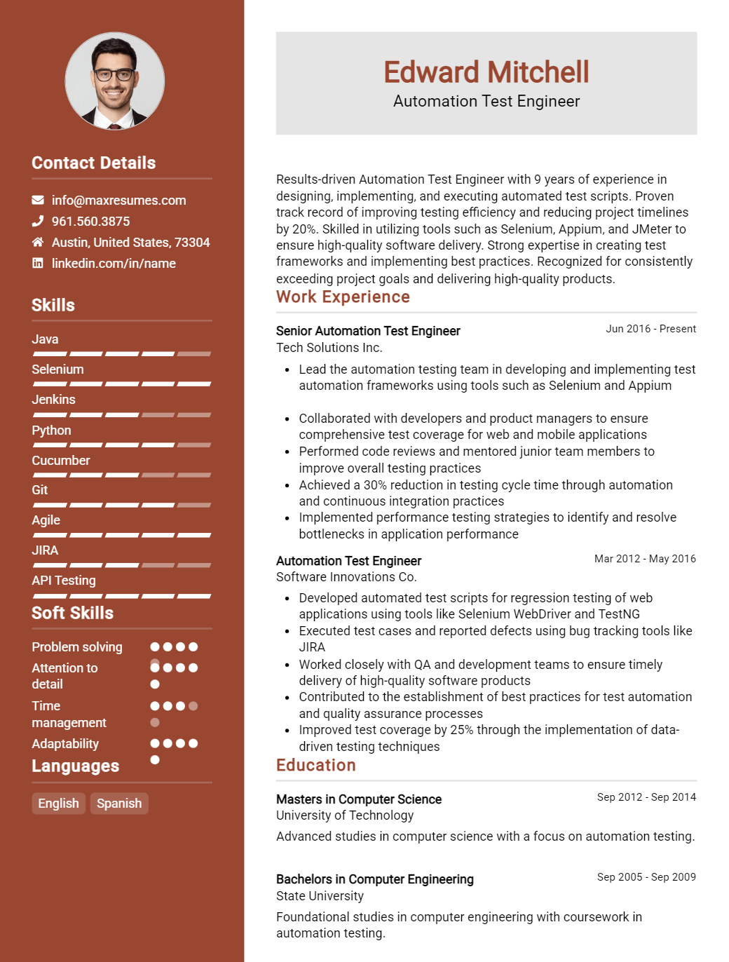 automation-test-engineer-resume-sample