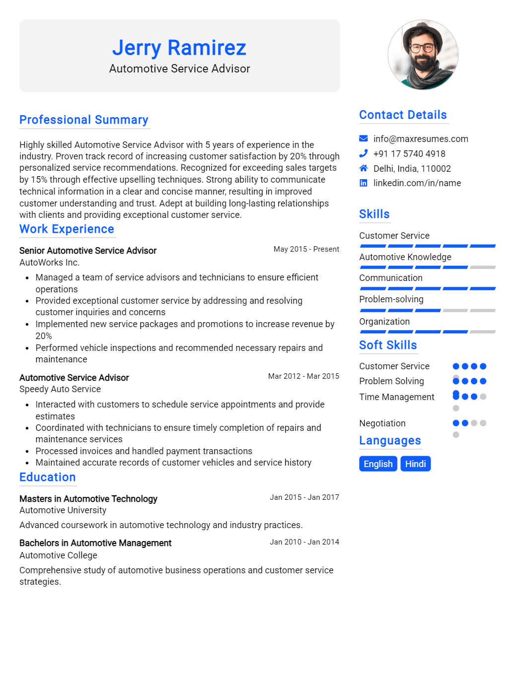 automotive-service-advisor-resume-sample