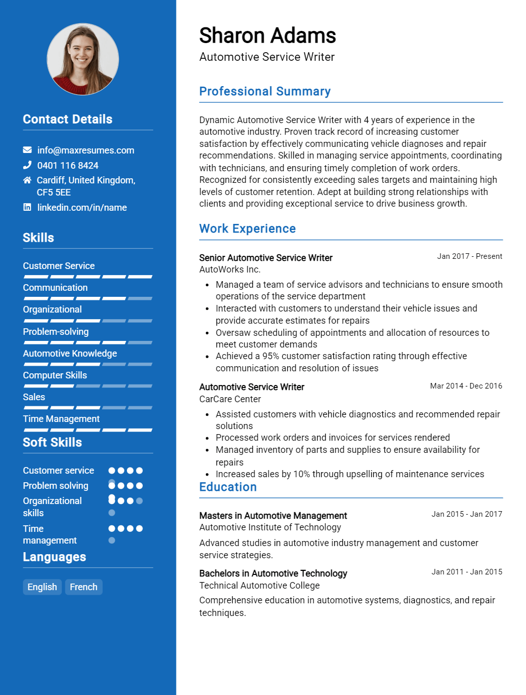 automotive-service-writer-resume-sample