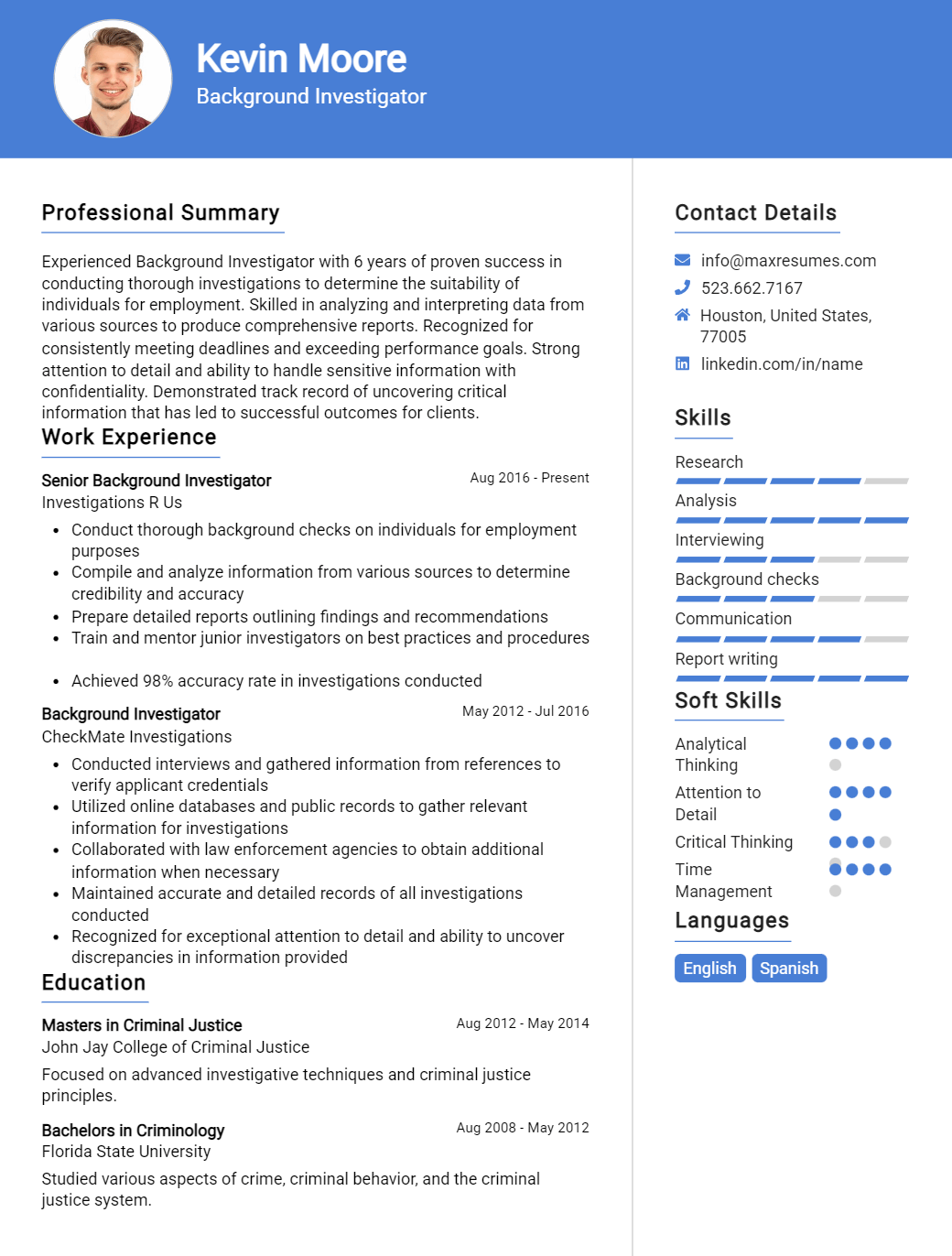background-investigator-resume-sample