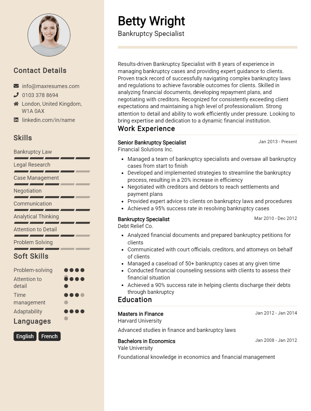 bankruptcy-specialist-resume-sample