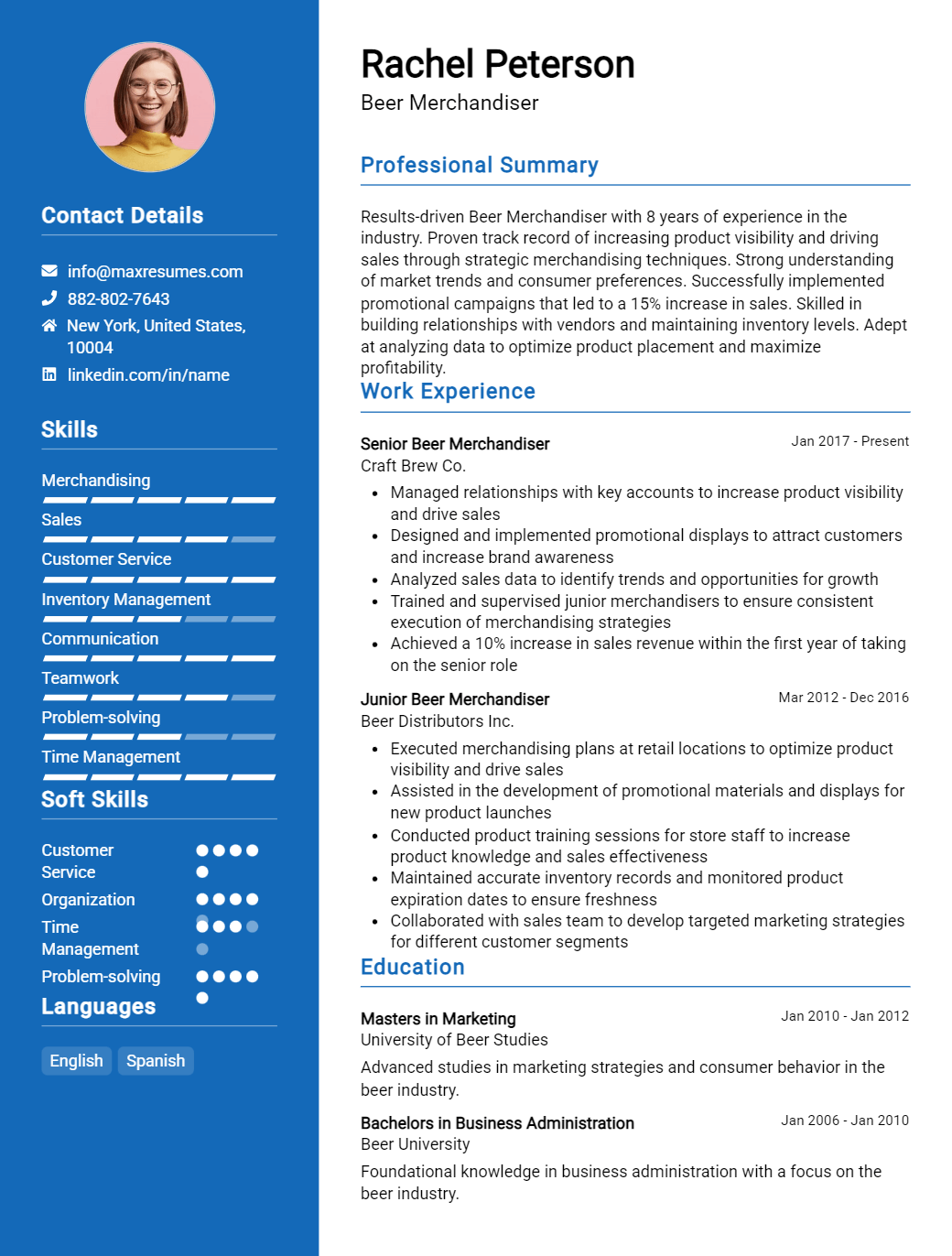 beer-merchandiser-resume-sample
