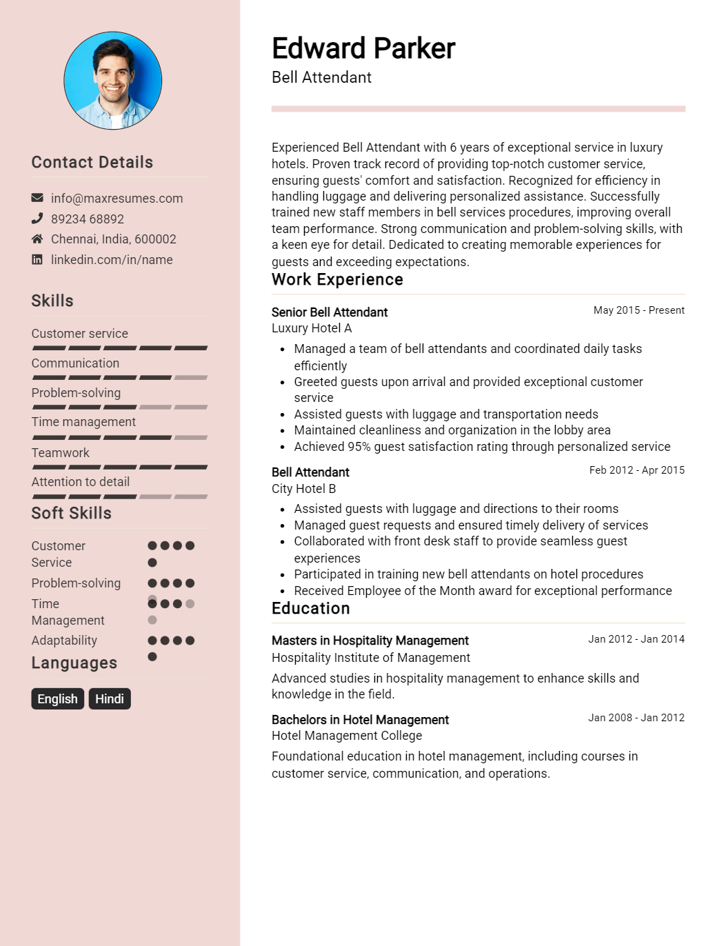 bell-attendant-resume-sample