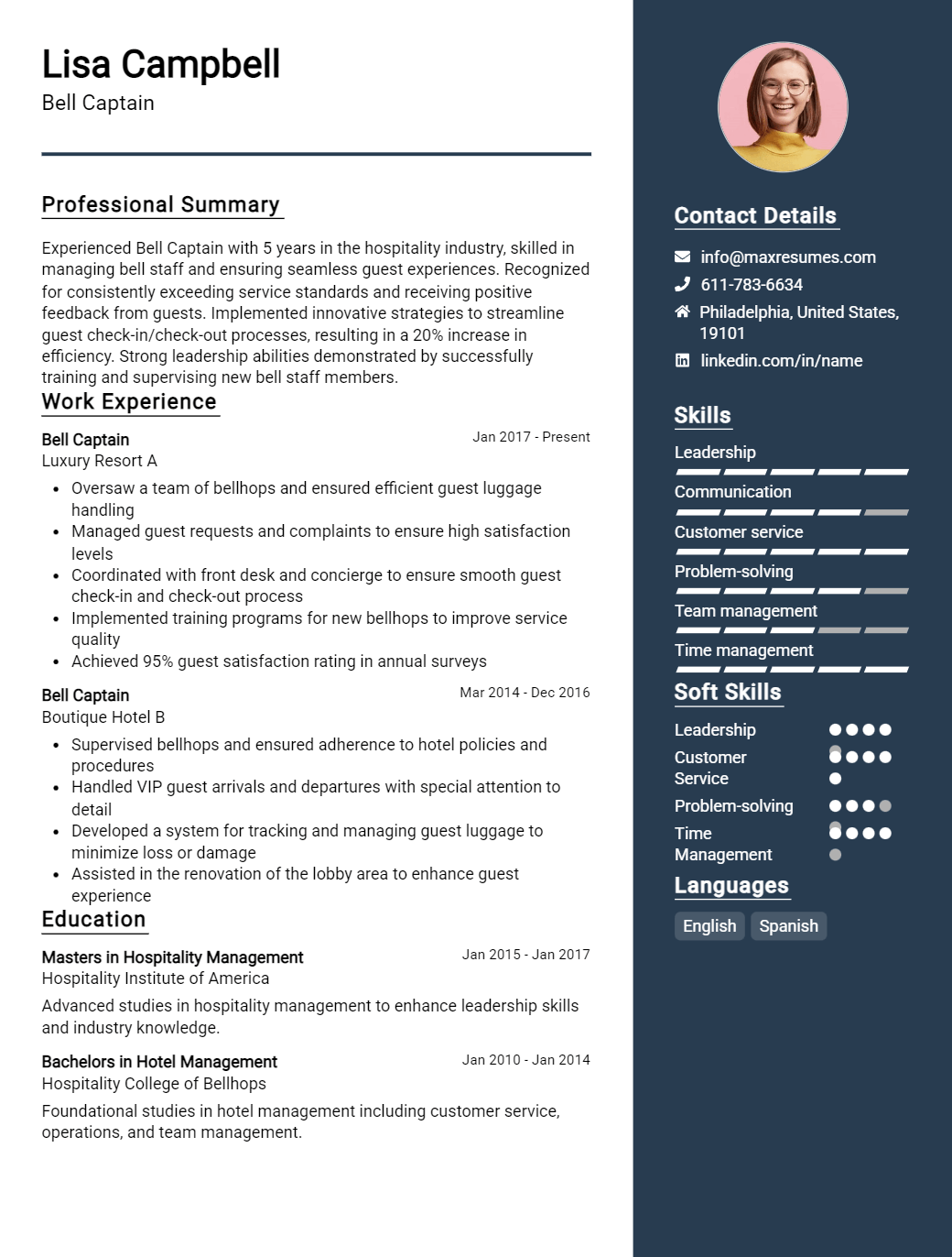 bell-captain-resume-sample