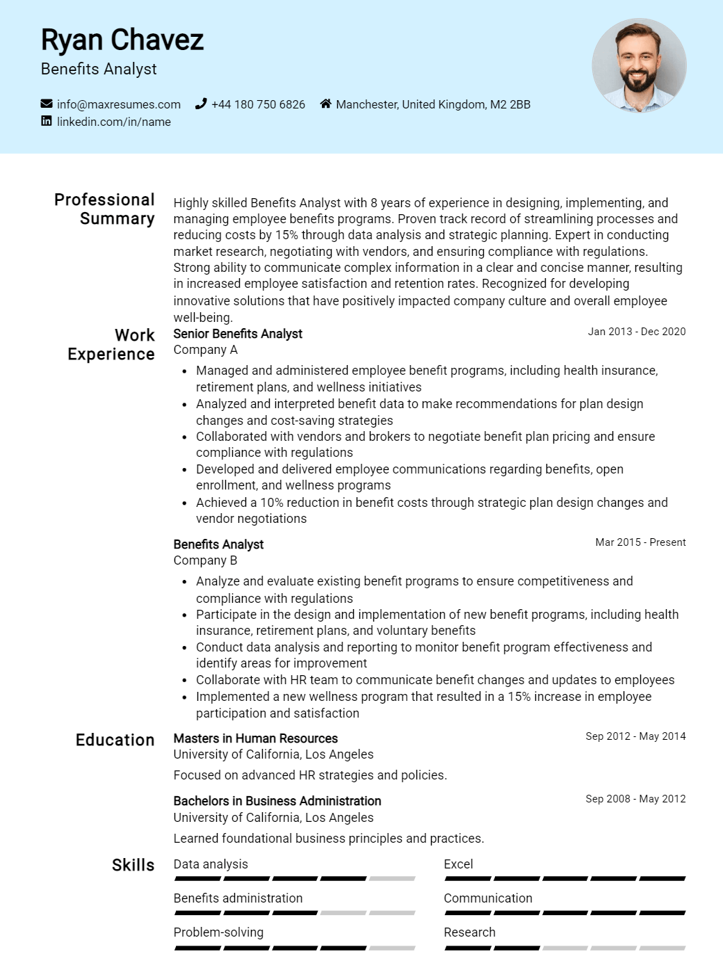 benefits-analyst-resume-sample