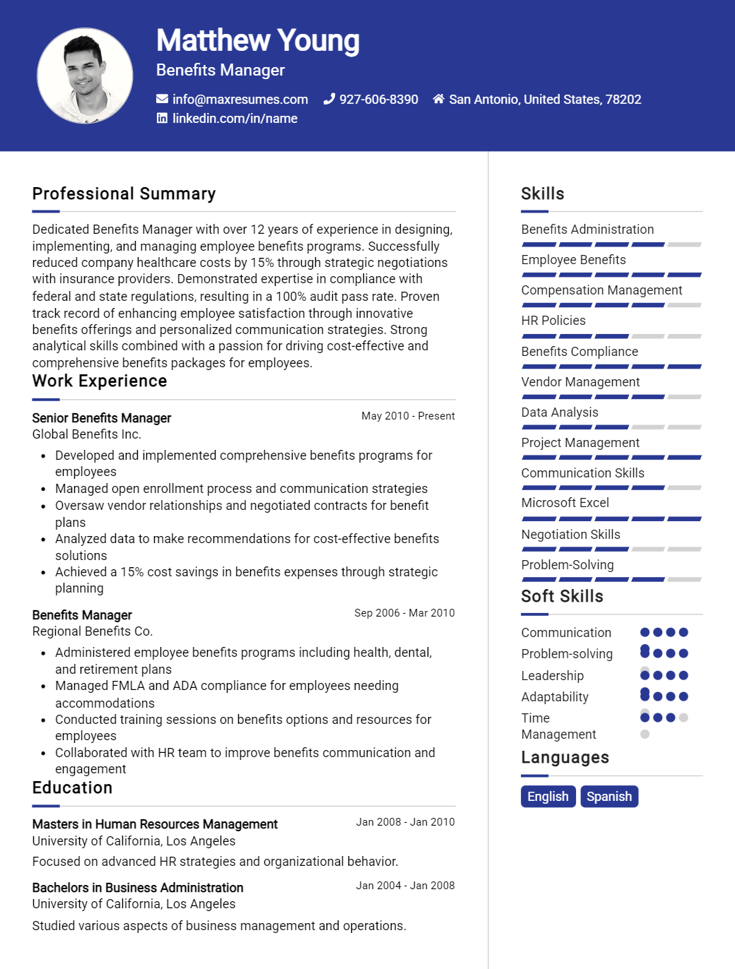 benefits-manager-resume-sample