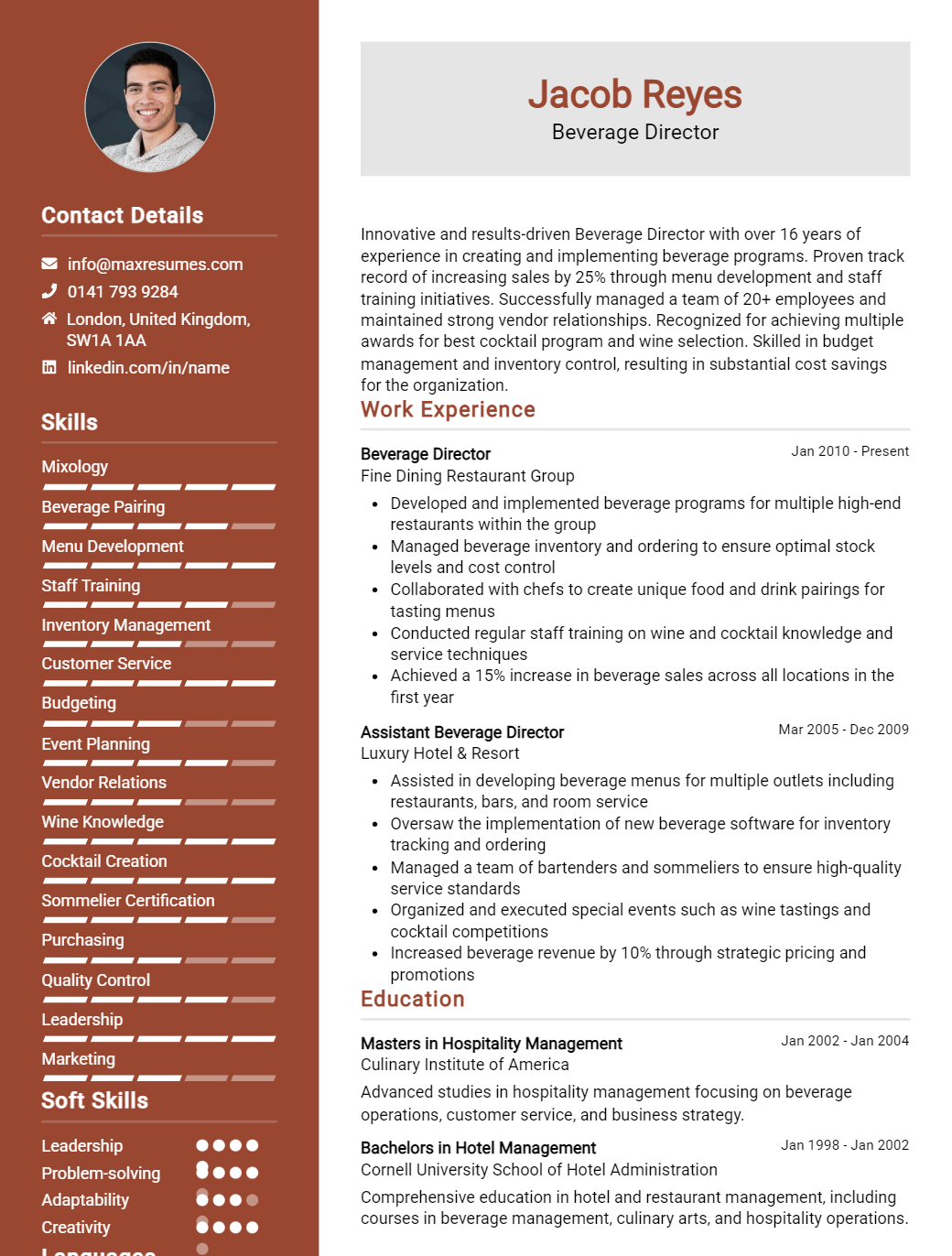beverage-director-resume-sample