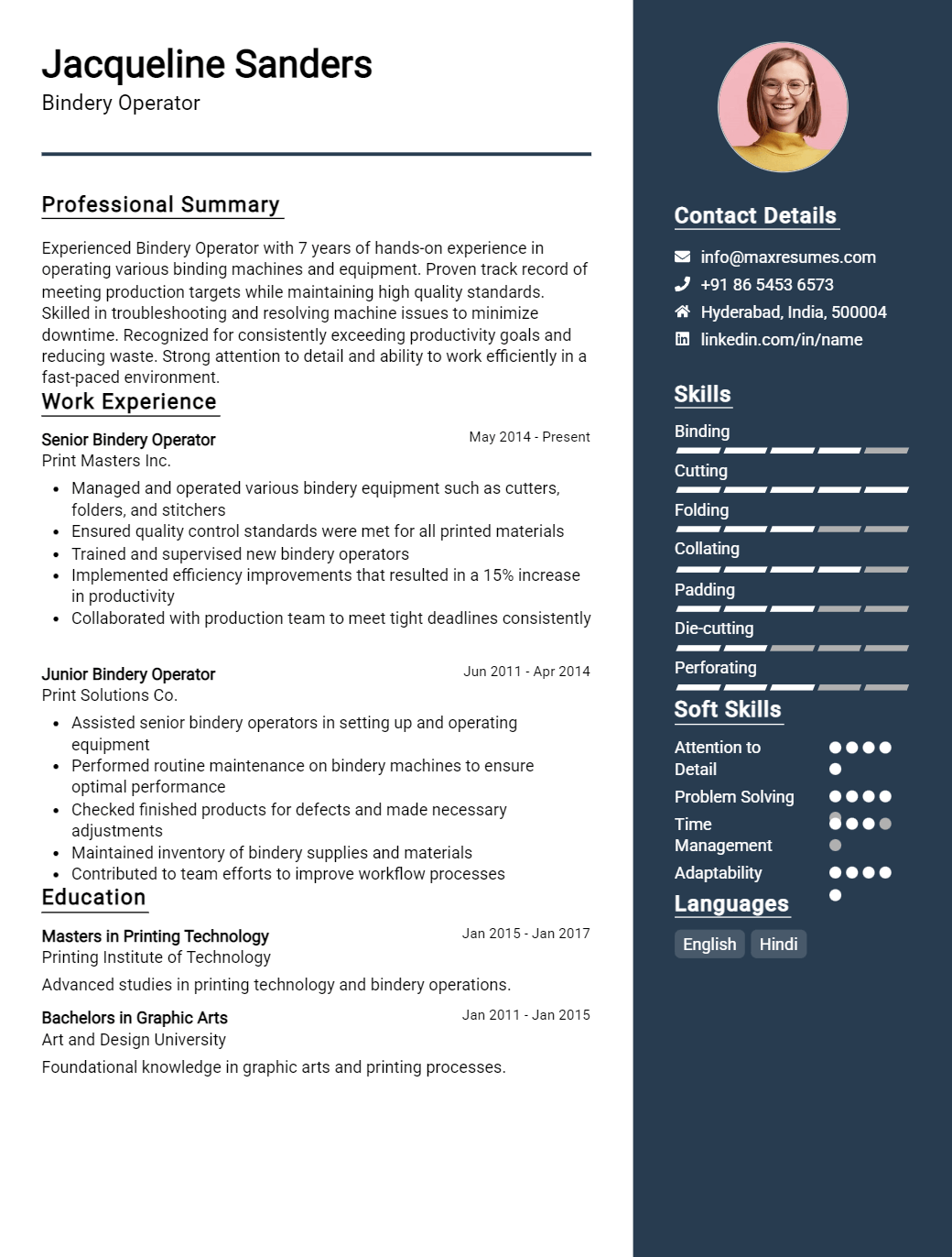 bindery-operator-resume-sample