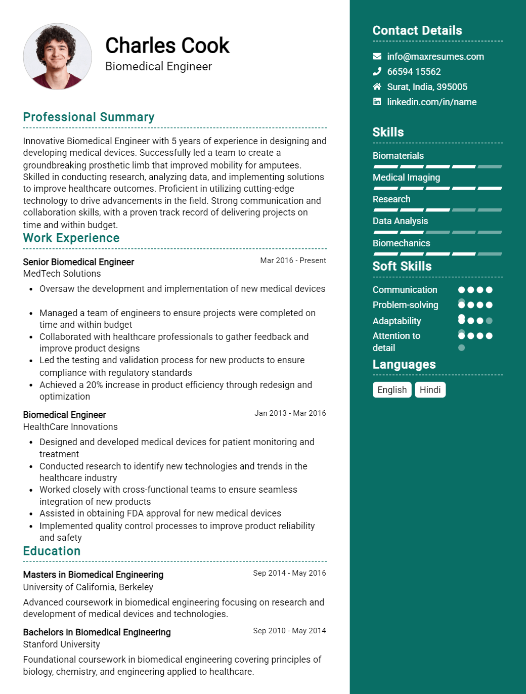 biomedical-engineer-resume-sample