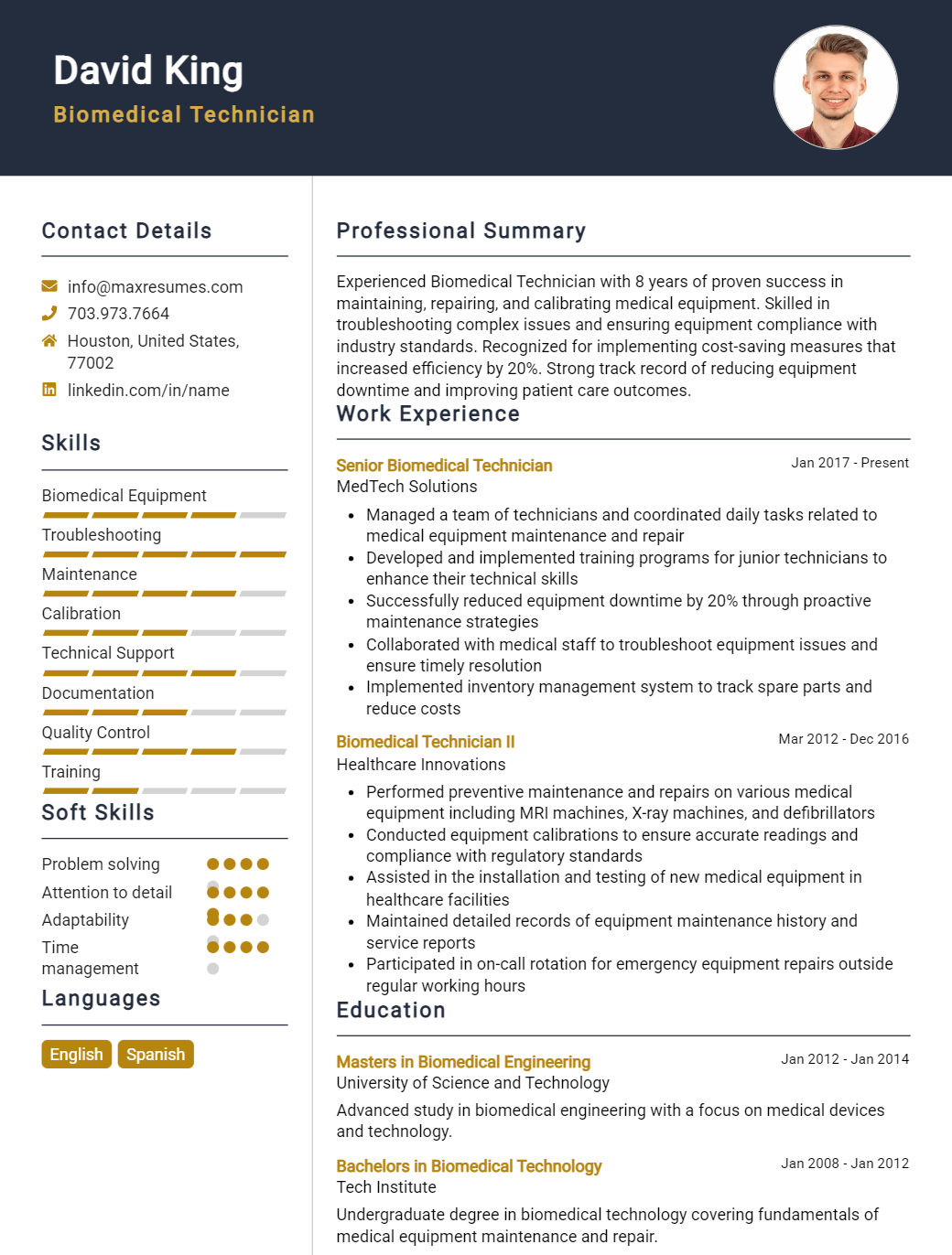 biomedical-technician-resume-sample