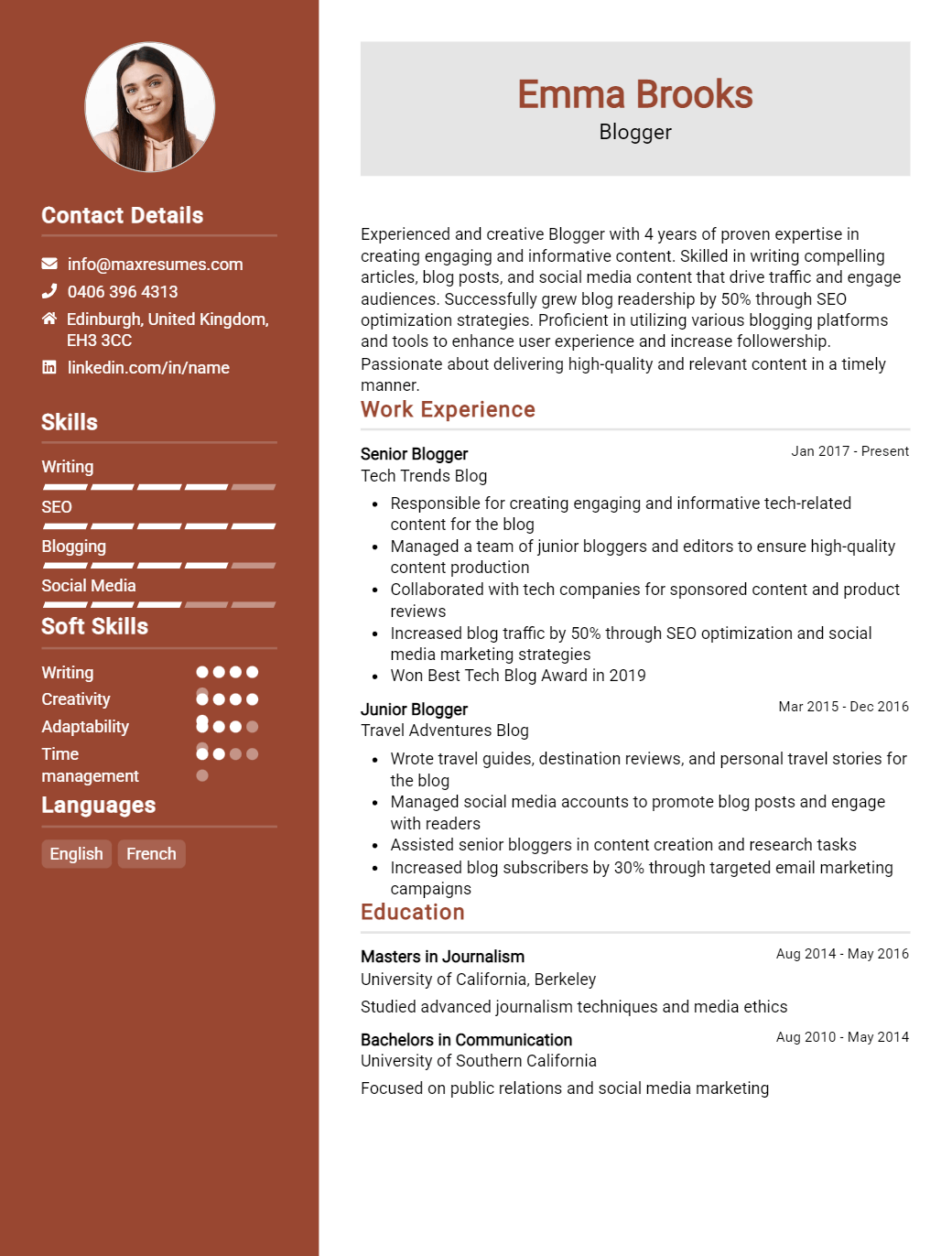 blogger-resume-sample