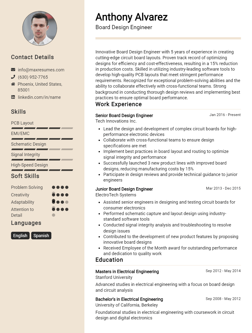 board-design-engineer-resume-sample