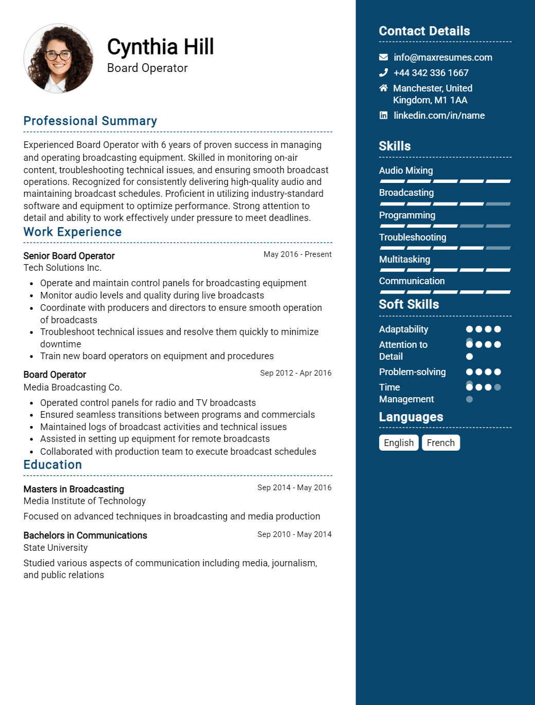 board-operator-resume-sample