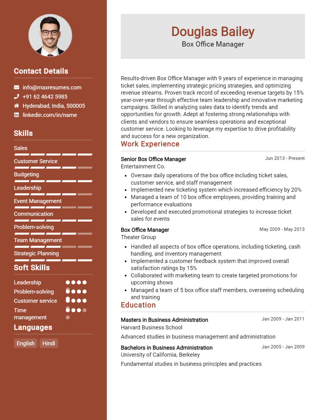 box-office-manager-resume-sample