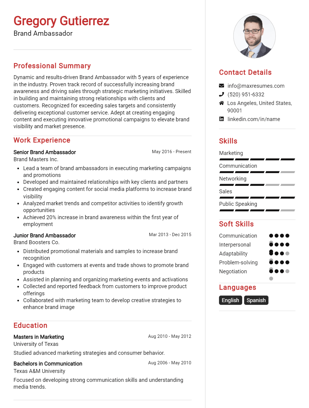 brand-ambassador-resume-sample