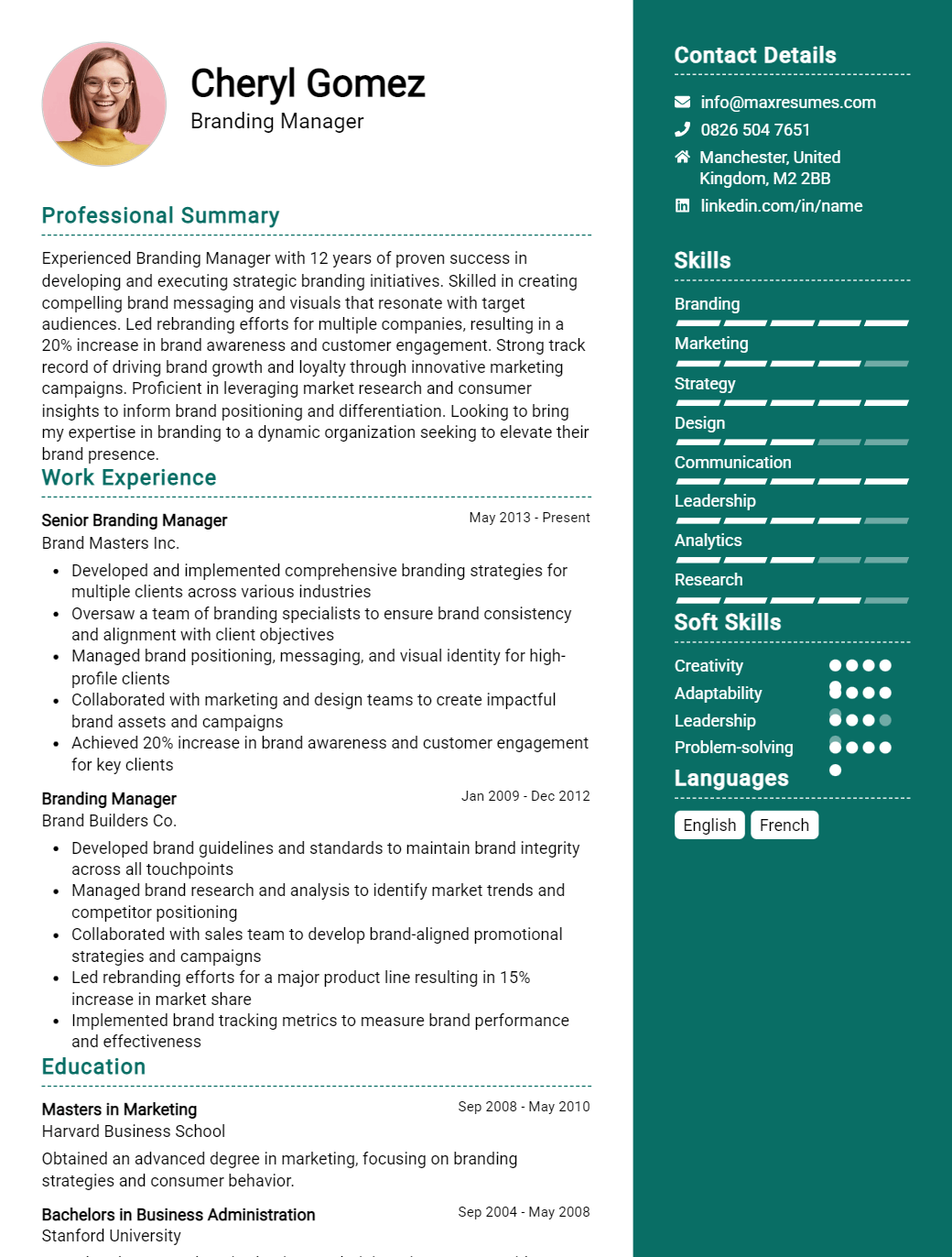 branding-manager-resume-sample