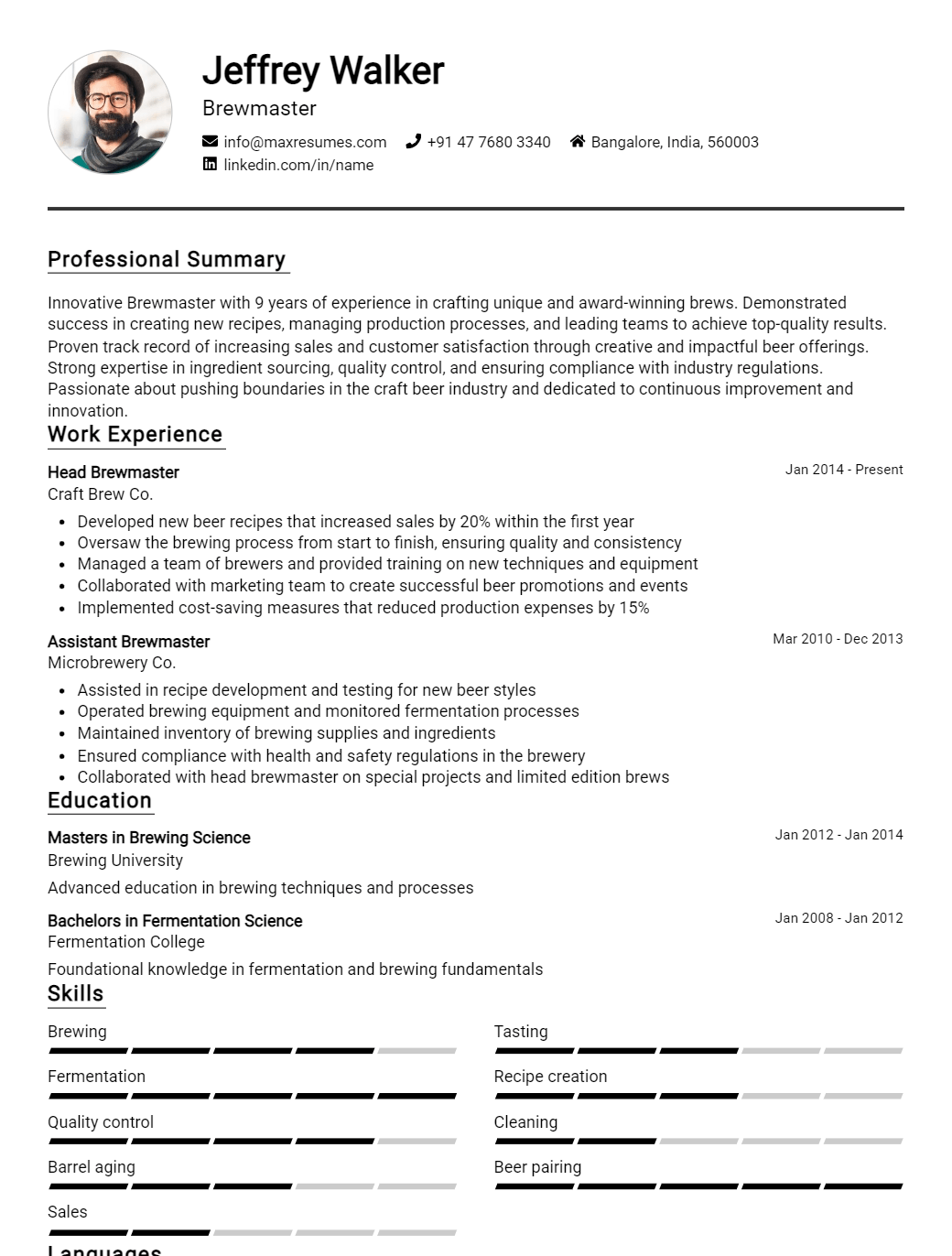 brewmaster-resume-sample