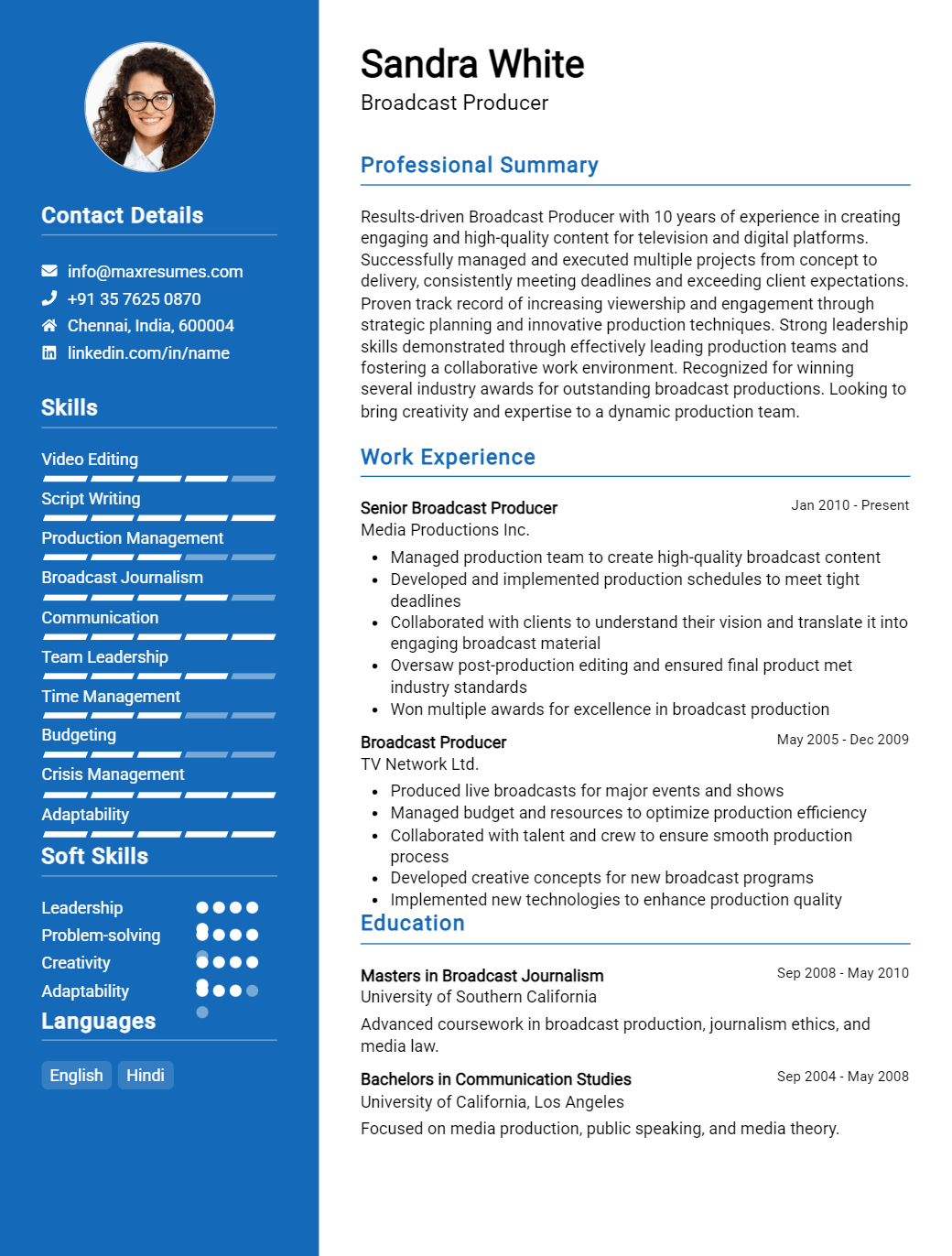 broadcast-producer-resume-sample